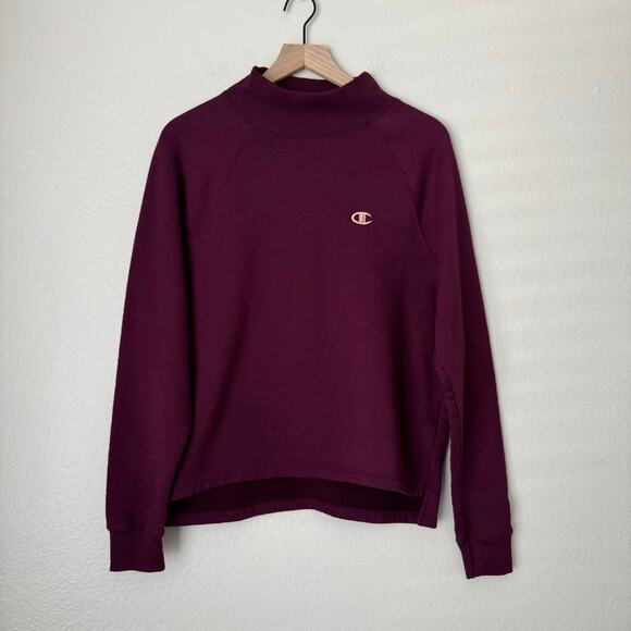 Champion Athletics Womens Berry Mock Neck Sweater Longsleeve Pullover Size Large - Picture 1 of 11